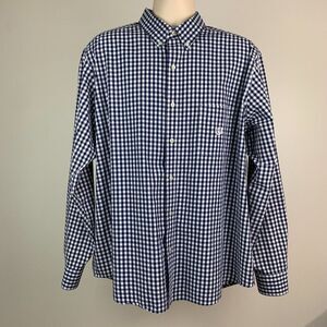 Men's Chaps sz XXL Shirt Button Front Long Sleeve Gingham Pocket Easy Care